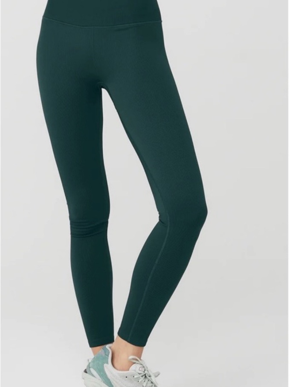 ALO Yoga Forest Green Ribbed High-Waist Leggings measures like XS